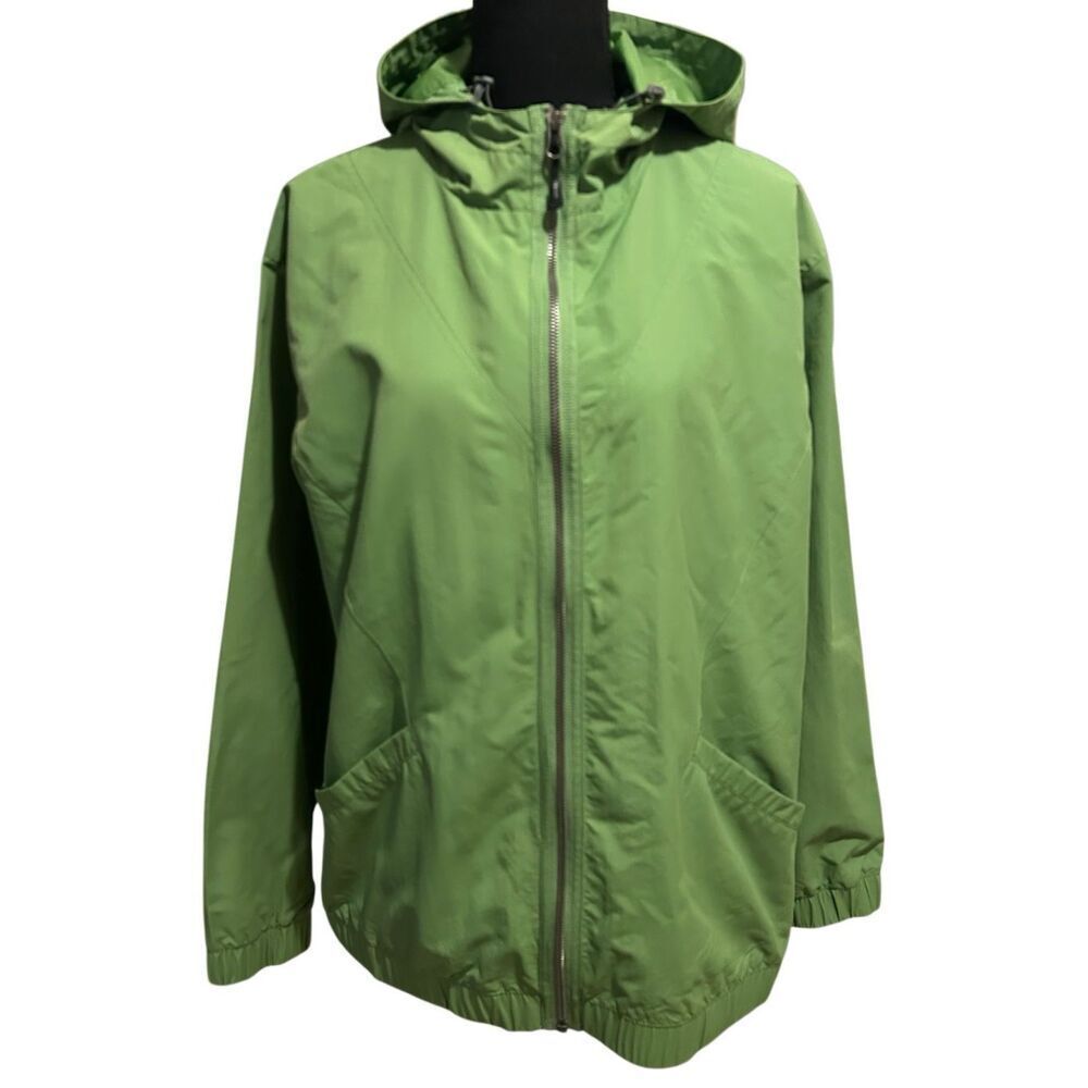 Guide Series Performance Women's Size L Green Hooded Windbreaker Nylon Jacket